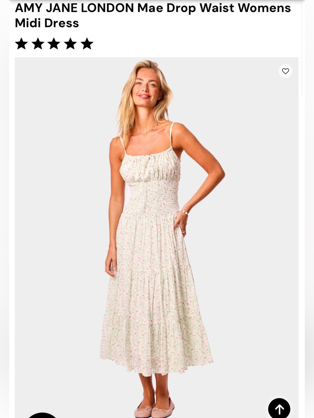 AMY JANE LONDON | Smocked Floral Maxi Dress in Cream with Pink Print